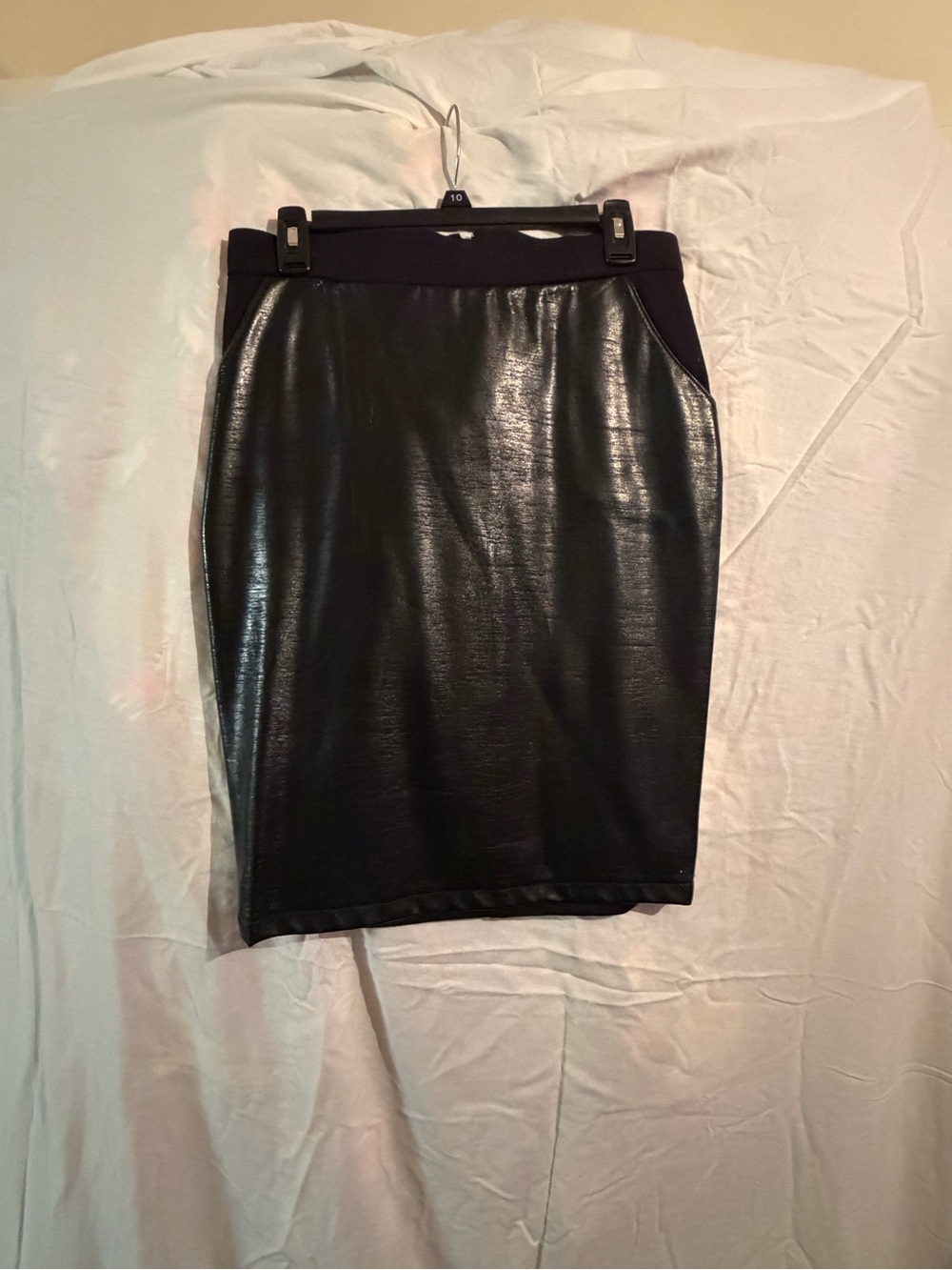 Faux Leather Pencil Skirt - Black